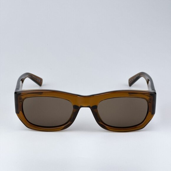 Saint Laurent SL713 003 BRAND NEW Sunglasses Transparent Brown Rectangle Unisex - Picture 4 of 10